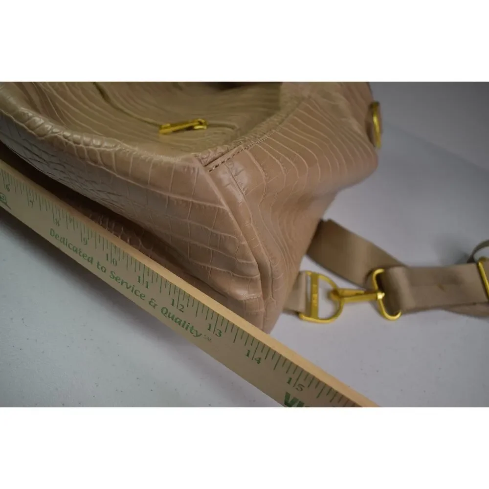Fawn Designs The Original Diaper Bag Beige Tan Alligator Faux Leather Backpack